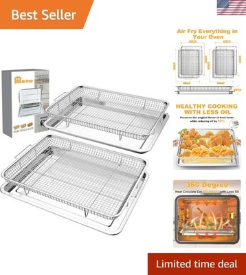 Dishwasher Safe 2-Piece Stainless Steel Air Fryer Basket Set for Healthy Cooking