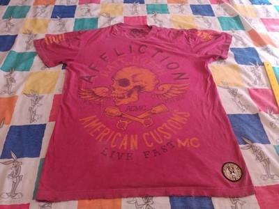 Affliction Shirt Mens Extra Large Red Matt Hotch American Customs Skull Wings