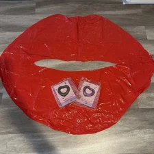 70'' Red Lip Swimming Inflatable Floats & 47" Pink Glitter Hearts Bachelorette