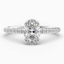 3.50 Karat Ovaler Schliff Kunstdiamanten Grown Diamantring 925 Silber Gift Für