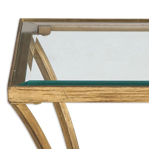 Alayna 22"W Antiqued Gold Leaf Metal Rectangular End Table - Picture 3 of 3