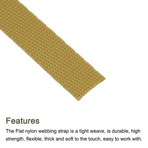 Flat Nylon Webbing Strap 3/8 Inch 10 Yards Light Brown for Backpack - Picture 3 of 7