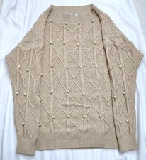 Layers Paris Beige Pearl Knit Jumper – Textured Cable Sweater – Size S/M