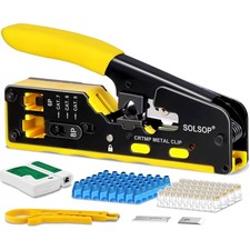 Ergonomic RJ45 Crimp Tool Set with Tester  50 Cat6 Connectors for Professionals