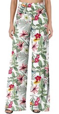 JZC Womens Casual High Waisted Palazzo Pants Trousers Wide Large, A20 Leaves