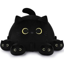19'' Black Cat Plush 5PCS Cat Family PlushToys,Cute Black Cat Mommy Cat with ...