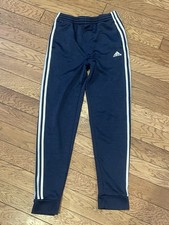 Youth Adidas Blue Tricot Joggers Track Pants 3-Stripe Boys XL L 26x26 Navy