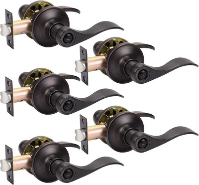 KNOBWELL 5 Pack Door Handles Oil Rubbed Bronze 5 Pack, 