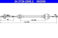 ATE Kupplungsseil Kupplungszug 24.3728-2500.2 FüR Felicia Skoda Caddy 6U1 9U7 VW