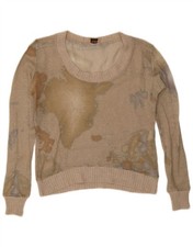 Maglione maglione donna collo barca ALVIERO MARTINI UK 14 medio beige BN36