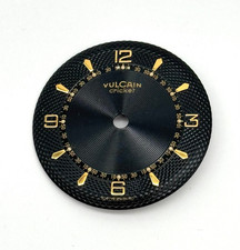 Quadrante nero Vulcain Cricket vintage mai usato - Guilloché 28,8 mm - raro