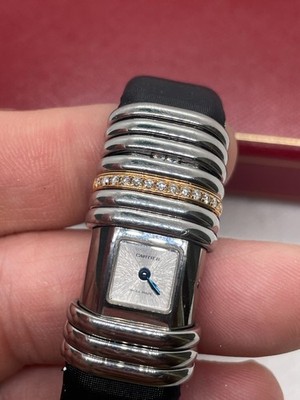 CARTIER DECLARATION EDELSTAHL 18 KT & DIAMANT UHR ARMBANDUHR DAMEN FRAUEN