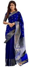 Women's Banarasi Kanjivaram Cotton Silk Jaquard Printed Saree With Blouse Piece