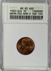 1952 S/S Lincoln, Wheat Ears Reverse ANACS MS-65 RED RPM-2
