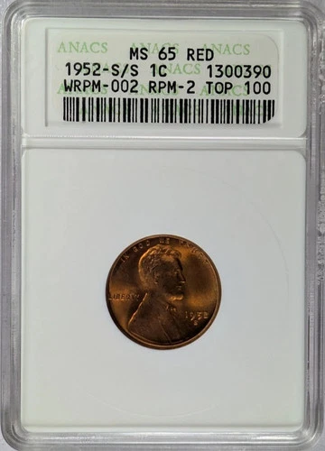 1952 S/S Lincoln, Wheat Ears Reverse ANACS MS-65 RED RPM-2