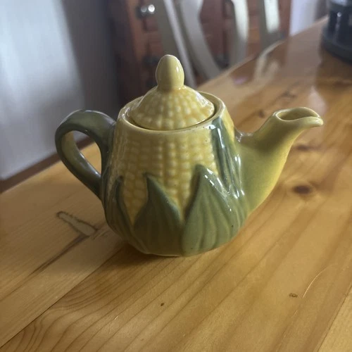Vintage Shawnee USA Art Pottery Oven Proof Corn King Ware 75 Teapot w/Lid