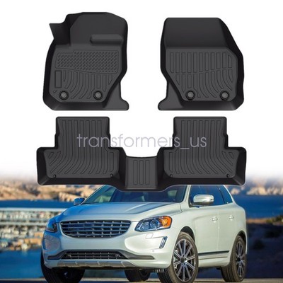 TPE 3D Model Floor Mats Liner 3PCS Black For 2010-2017 Volvo XC60 All-Weather