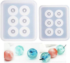 2Pcs Sphere Ball Silicone Bead Molds with Holes round Resin Epoxy Mold for Jewel