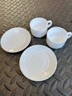 Vintage Arcopal France White Milk Glass Espresso Mug & Saucers Set of 2