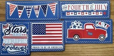 Sewn Premade Scrapbook Page/Sewn Mat Set - 5 pieces: Stars And Stripes