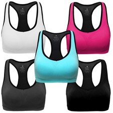 Racerback Sports Bras - High Impact Workout Gym Activewear Bra Color Black Gr...