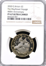 2020 £2 Mayflower Two Pound NGC PF67 BRITAIN Proof Royal Mint 400th Coin Cu-Ni