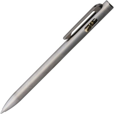 Tactile Turn Switch Pen With Pocket Clip Titanium EasyFlow Ink Fidget Friendly