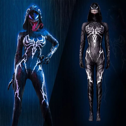 Venom Set Tute Donna Cosplay Personalizzate con Maschera Nero Halloween Adulto Cos - Foto 19 di 24
