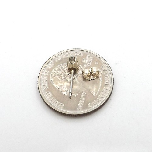 14k White Gold Natural Diamond Single Stud Earring One - Picture 2 of 4