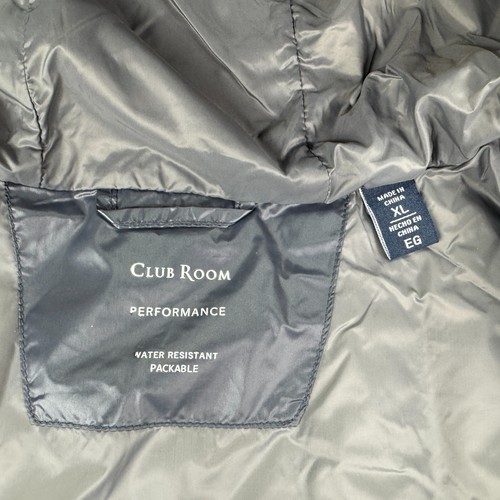 Club Room Mens Chevron Quilted Hooded Ultra Loft Puffer Jacket Charcoal Gray XL - Picture 3 of 5