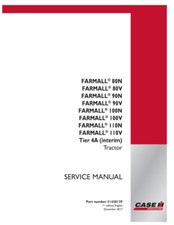 Case Farmall 80n,80v,90n,90v,100n,100v,110n,110v Tier 4a Tractor Service Manual