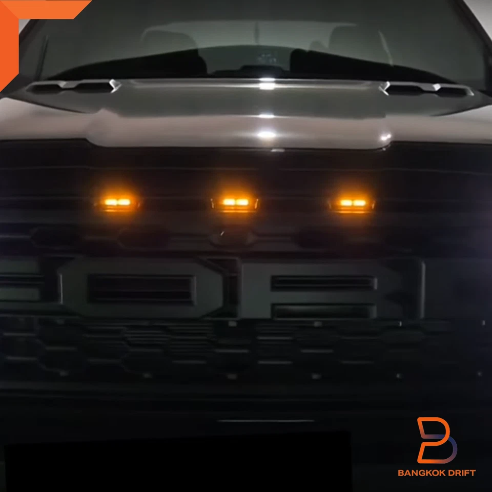 LED ÂMBAR 3 PEÇAS LÂMPADA DE GRADE FRONTAL PARA FORD RANGER RAPTOR NEXT GEN 2022-2025 - Imagem 2 de 4