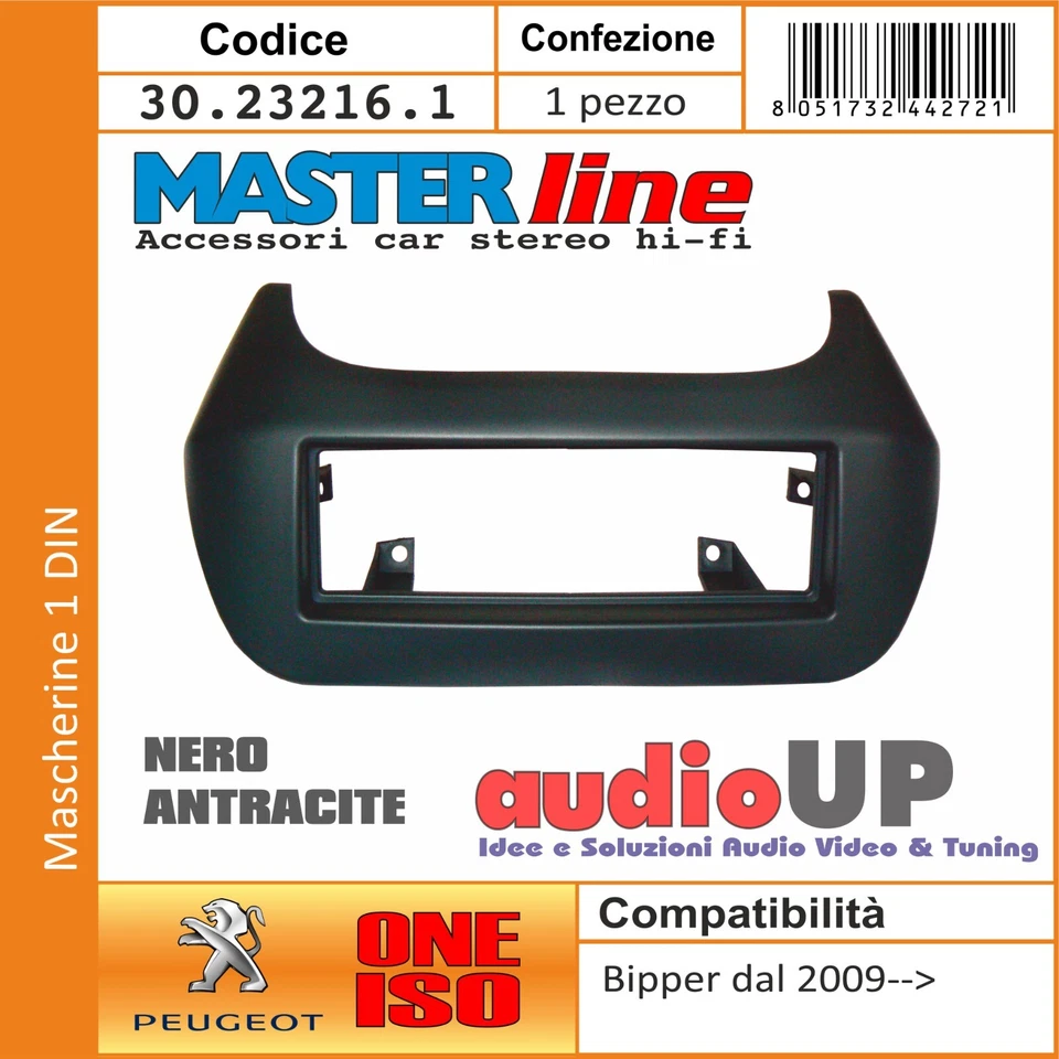 Masque Autoradio 1 DIN Pour Peugeot Bipper - Couleur Antracite - Photo 1/2
