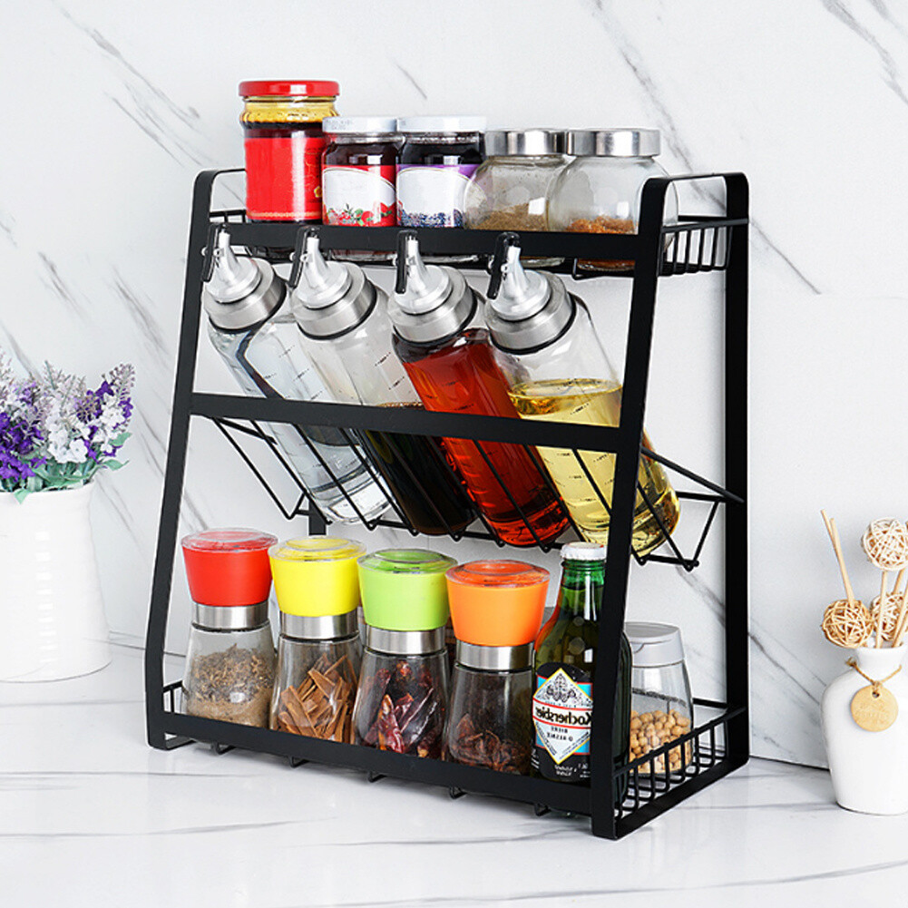 Large 3Tier Spice & Herb Rack Free Standing Jar Holder Organiser