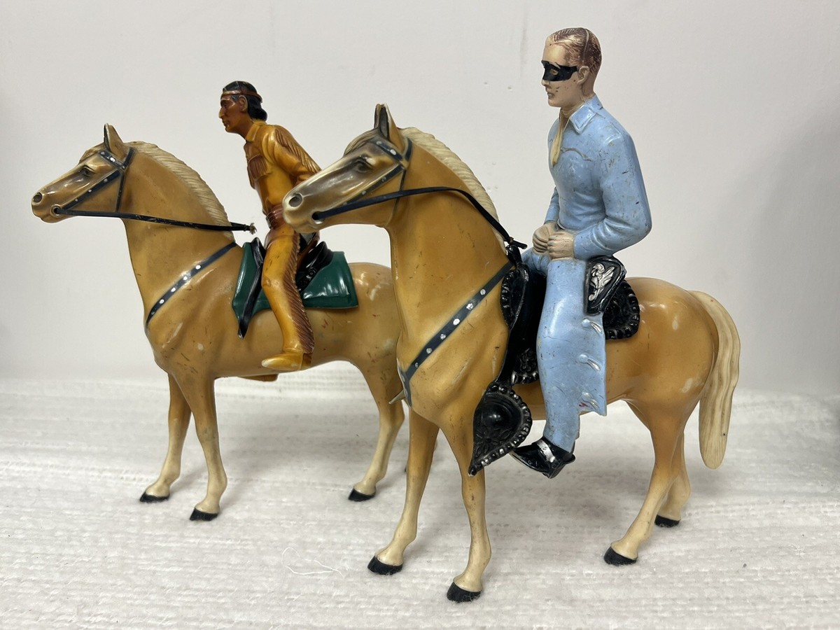 Vintage 1950's The Lone Ranger, Silver, Tonto & Scout Toy
