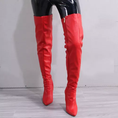 Women Stiletto Heels Shoes Pointed Toe Party Over The Knee Thigh High Boots - Bild 15 von 31