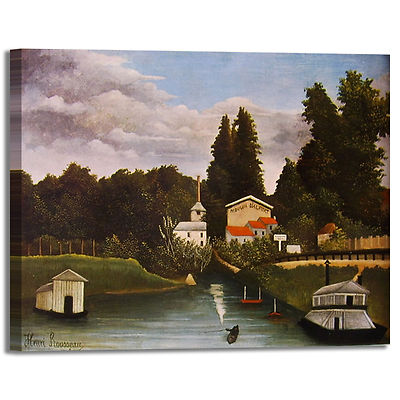 Rousseau Landscape with Mill Frame Print Canvas Painted Frame Home Furniture