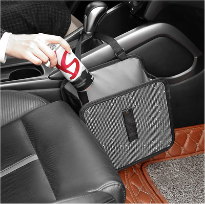 Foldable Car Trash Cans with Rhinestone,Bling Car Trash Bin for Car Seat Organiz