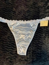 NWOT XXL SATIN VINTAGE NYLON SECRET TREASURES LACE SECOND SKIN BLUE