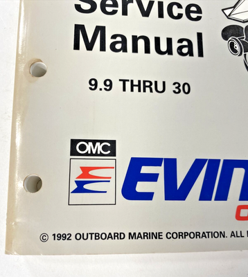 Manuel De Réparation (Workshop Manual) Johnson Evinrude Hors-bord - Année 1993 - Occasion USA - En Anglais