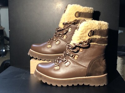 Roxy Alpine Collection BRANDI II Leather Faux Fur Snow Boots Size 8 BROWN
