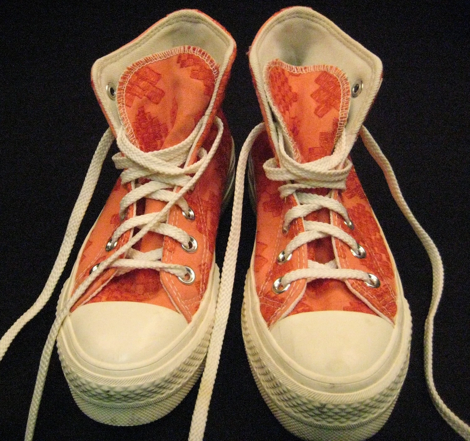 Converse Chuck Taylor arancione rosa salmone ricamo platform A02233C taglia 5
