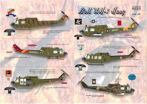 Print Scale 35-003 Decal for airplane 1:35 Bell UH-1 Huey Waterslide decals - Picture 6 of 24