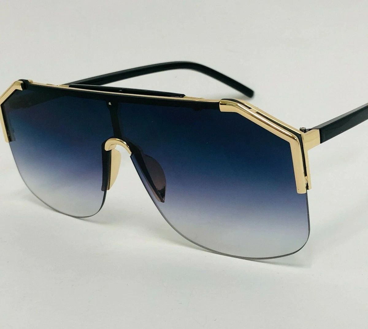 Men's Sunglasses Designer Gold Frame Metal One Piece Lens Top Shades Fashion