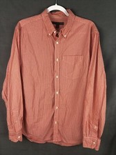 Old Navy Mens Large Long Sleeve Button Up Shirt w Pocket Orange Gingham 100 Ctn