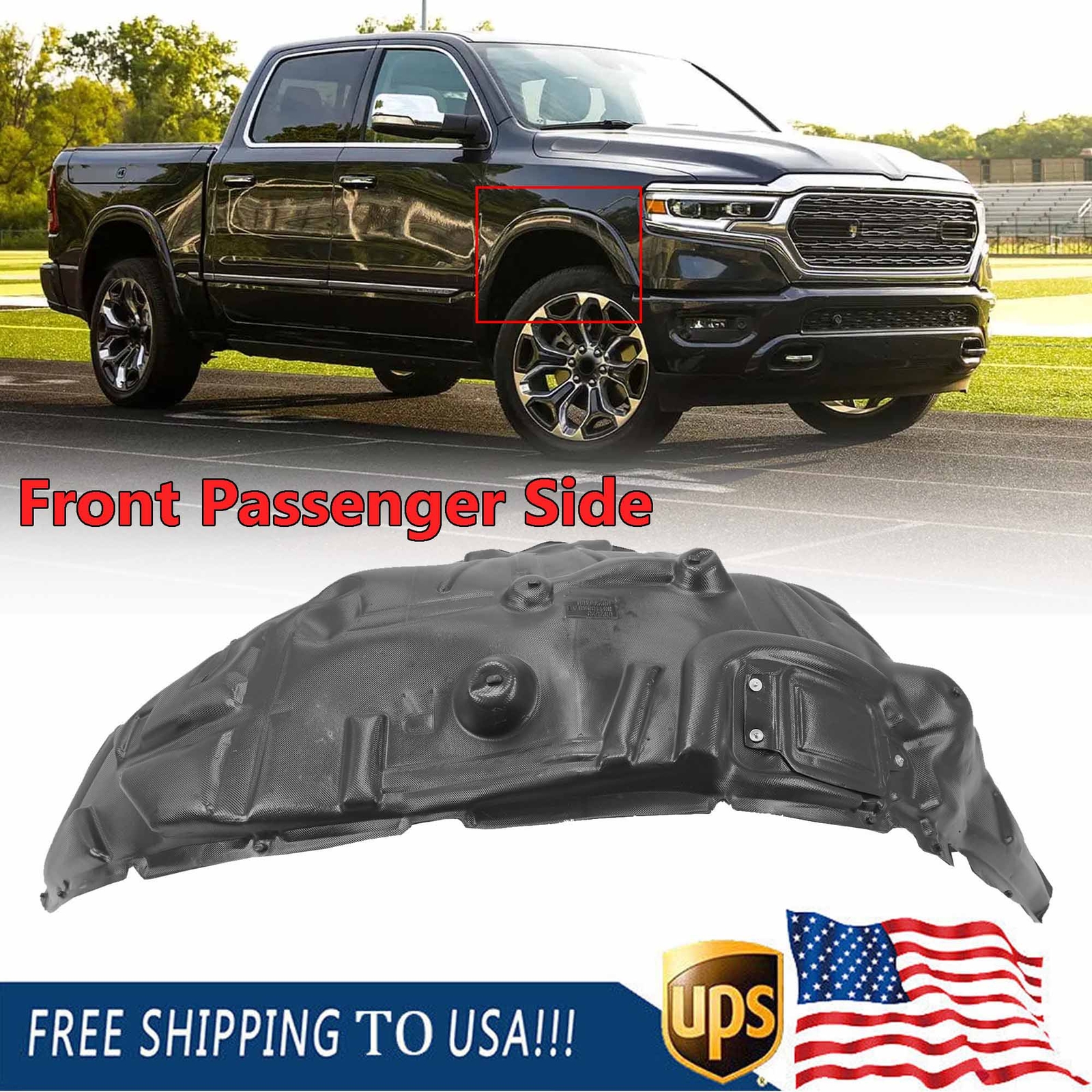 Front Right Passenger Side Splash Shield Fender Liner Fits 09-22 Dodge Ram 1500