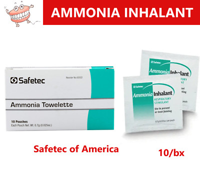 SAFETEC AMMONIA INHALANT AMPULES - 10CT / 33 CC - SMELLING FOR ALERTNESS Ex: 28