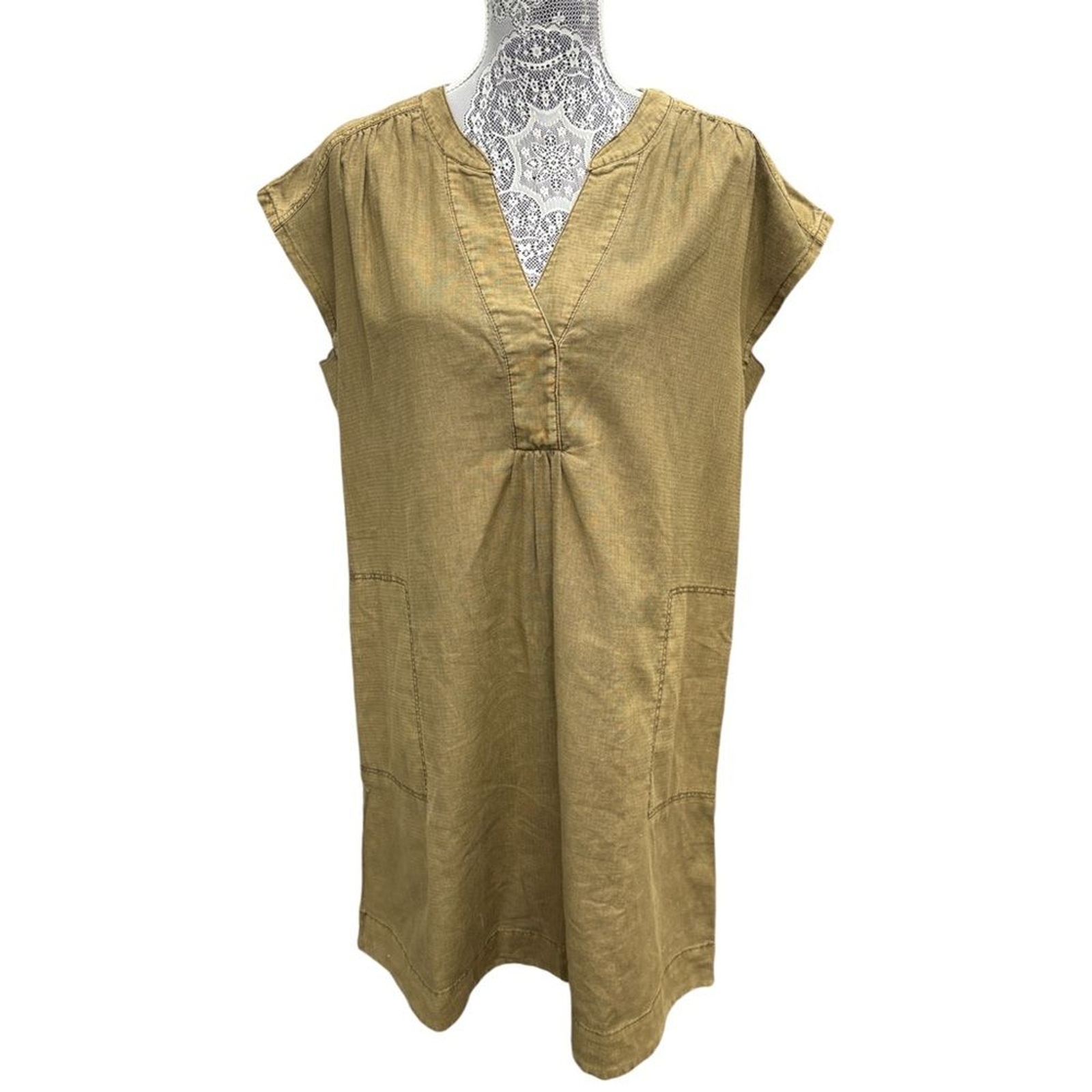 Anthropologie Womens M Army Green Kimber Oversized Tunic Mini Shift Dress