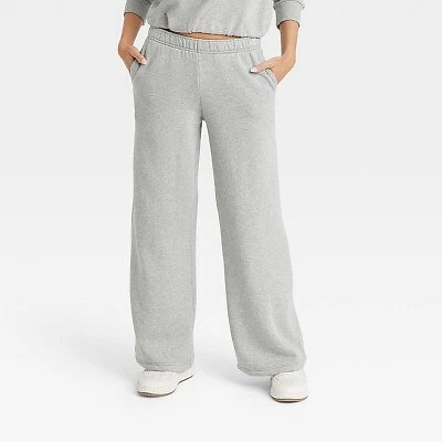 Women's High-Rise Wide Leg Sweatpants - Universal Thread Gray M