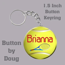 Tennis Keyring/Bag Tag Personalized with Name, Team, Number 1.5 Inch Charm